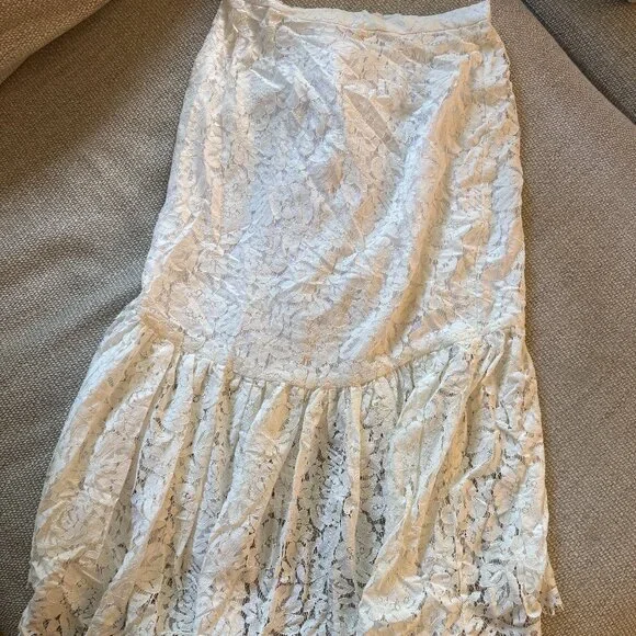 Just Bee Queen Carmella White Lace Midi Skirt - Size Large - Picture 2 of 10